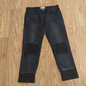 One Teaspoon Awesome Baggies black jeans relaxed tapered cuffed women's size 26"